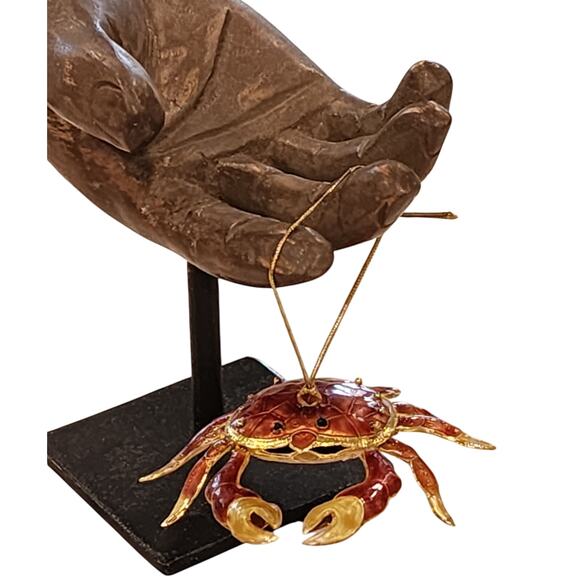 Alsan Victorian Enameling Cloisonné Ornament Crab Hinged Legs Beach - Picture 2 of 13